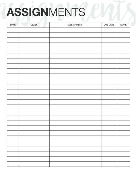 An Organized Table Worksheet Due
